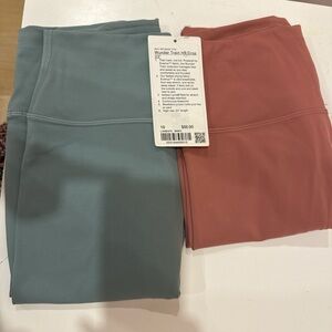 lululemon athletica Blue and Pink Wunder Train HR Crop